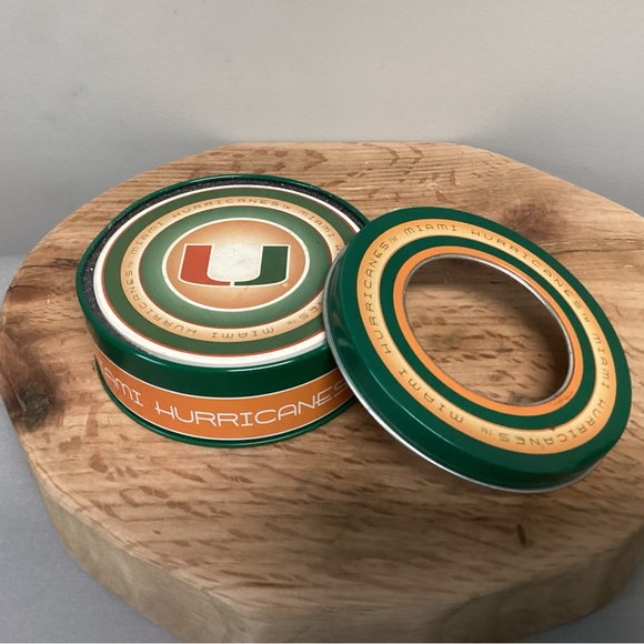 🟢 Miami Hurricanes College Football Ceramic Coaster Set in Metal Tin - Rare - Picture 5 of 16